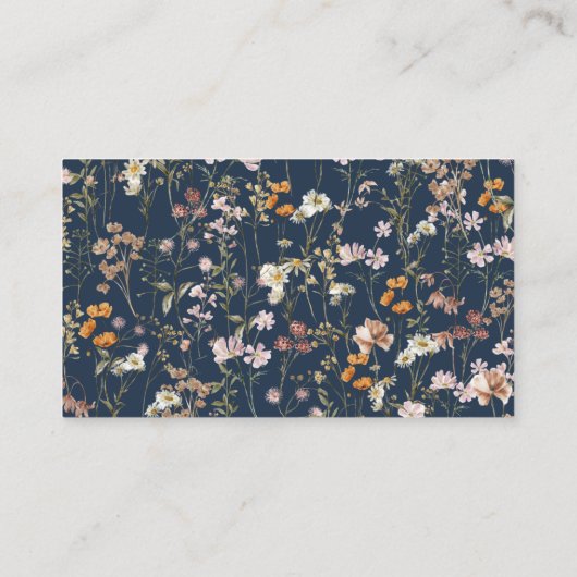 Wildblume Babydusche für Navy Blue Diaper Begleitkarte (Rückseite)