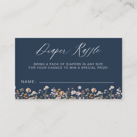 Wildblume Babydusche für Navy Blue Diaper Begleitkarte (Vorderseite)