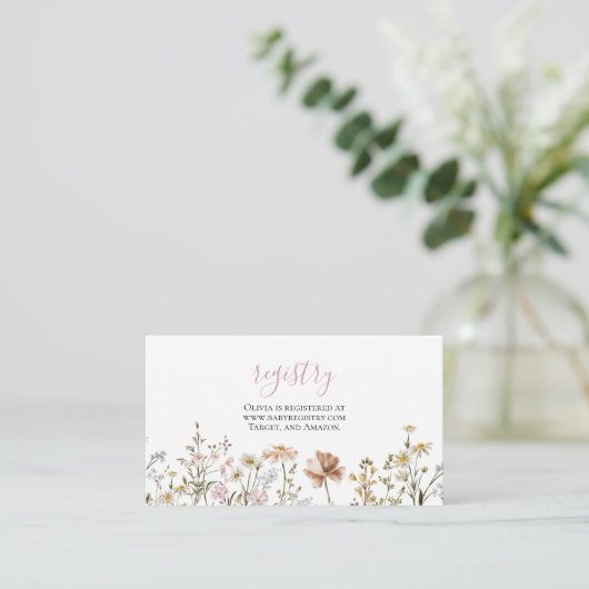 Wildblume Babydusche Geschenkgutscheine Eintrittsw Begleitkarte (Stehend Vorderseite)