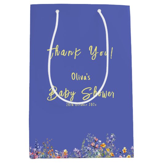 Wildblume Babydusche Geschenktasche Mittlere Geschenktüte (Vorderseite)