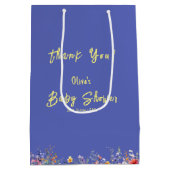 Wildblume Babydusche Geschenktasche Mittlere Geschenktüte (Rückseite)