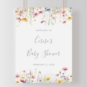 Wildblume Babydusche in Schattenfarbe Willkommen Poster