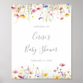 Wildblume Babydusche in Schattenfarbe Willkommen Poster (Vorne)