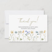 Wildblume Babydusche Minimalistisch Dankeskarte (Vorderseite)