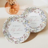 Wildblume Babydusche Papiertüte Blumenrosa Pappteller