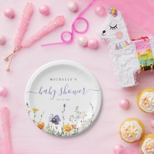 Wildblume Babydusche Pappteller (Party)