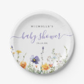 Wildblume Babydusche Pappteller (Vorderseite)