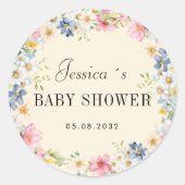 Wildblume Babydusche Runder Aufkleber (Vorderseite)