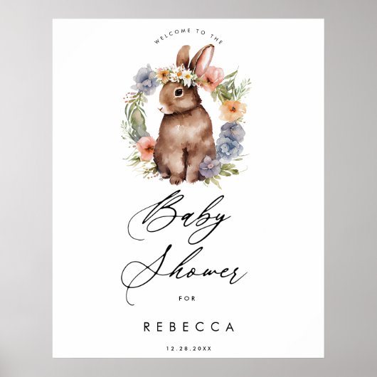 Wildblume Babydusche Schild (Vorne)