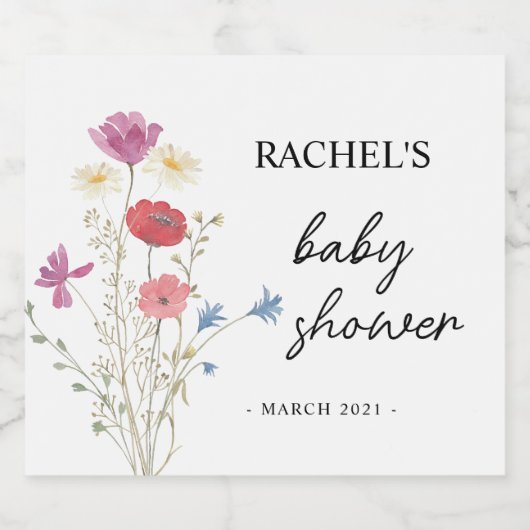 Wildblume Babydusche Sparkling Weinetikett Schaumweinetikett (Einzelnes Label)