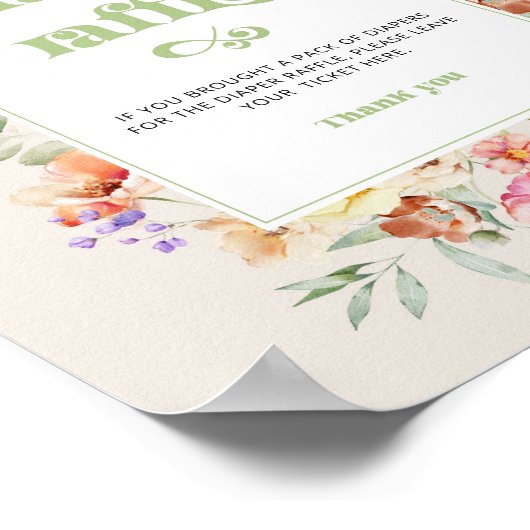 Wildblume Babydusche-Windeln Tombola-Poster Poster (Ecke)