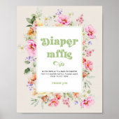 Wildblume Babydusche-Windeln Tombola-Poster Poster (Vorne)