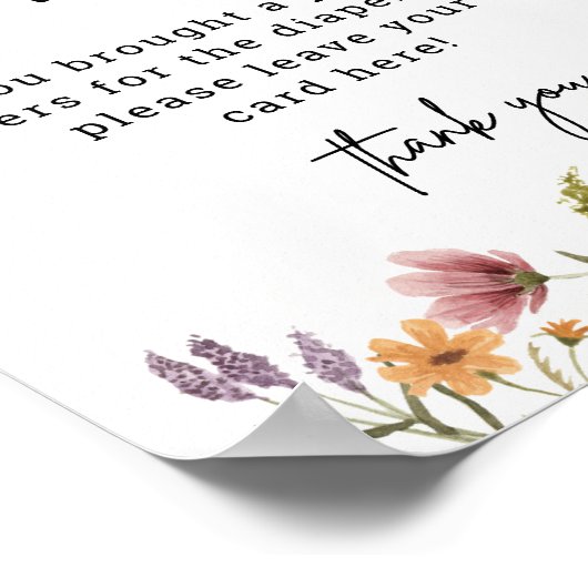 Wildblume Babydusche Windelwanne Digital Poster (Ecke)