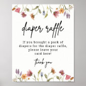 Wildblume Babydusche Windelwanne Digital Poster (Vorne)