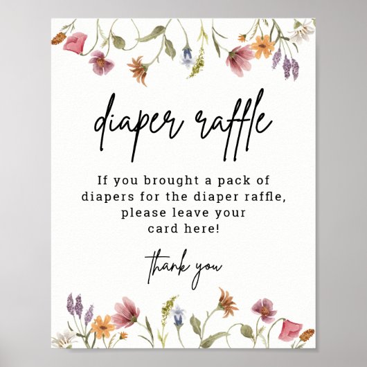 Wildblume Babydusche Windelwanne Digital Poster (Vorne)