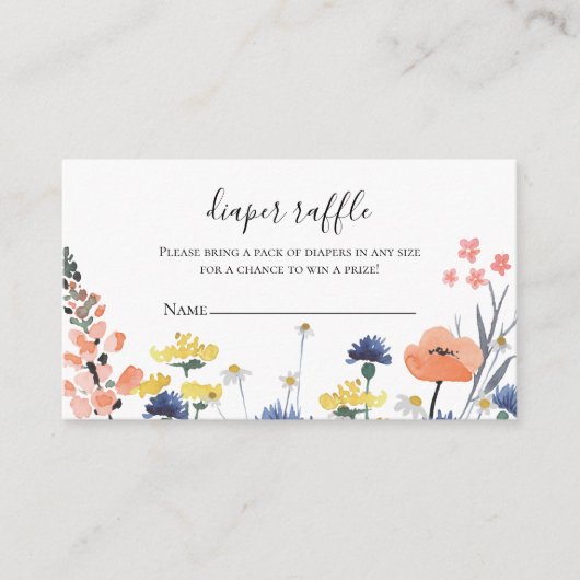 Wildblume Babydusche Windelwaschmaschine Begleitkarte (Vorderseite)