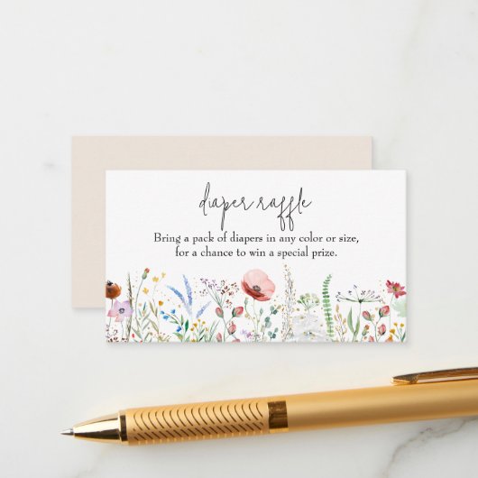 Wildblume Babydusche Windelwaschmaschine Begleitkarte (Vorderseite/Rückseite Beispiel)