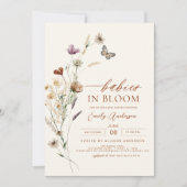 Wildblume Babys in Bloom Twins Kinderdusche Einladung (Vorderseite)