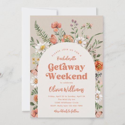 Wildblume Bachelorette Einladung (Vorderseite)