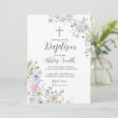 Wildblume BAPTISM Einladung (Stehend Vorderseite)