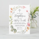 Wildblume BAPTISM Einladung (Stehend Vorderseite)