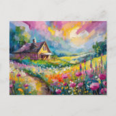 Wildblume Bauernhof Landschaft Moderne Abstrakte K Postkarte (Vorderseite)