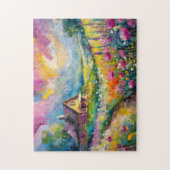 Wildblume Bauernhof Landschaft Moderne Abstrakte K Puzzle (Vertikal)