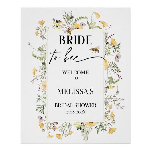 Wildblume bedeutet, Brautparty Begrüßungszeichen z Poster (Vorderseite)