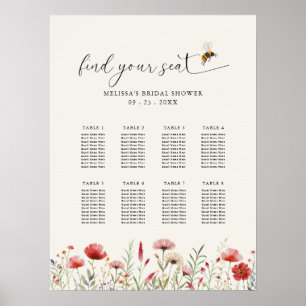 Wildblume bedeutet Brautparty-Sitzplan Poster
