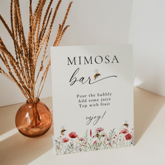 Wildblume bedeutet Mimosa Bar Brautparty zu sein Sockelschild