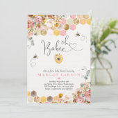 Wildblume Bee Baby Shower Oh Babee Babydusche Einladung (Stehend Vorderseite)