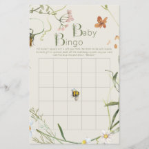 Wildblume Bee Beige Baby Shower Bingo Game Card
