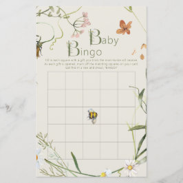 Wildblume Bee Beige Baby Shower Bingo Game Card