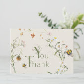 Wildblume Bee Beige Babydusche Dankeskarte (Stehend Vorderseite)