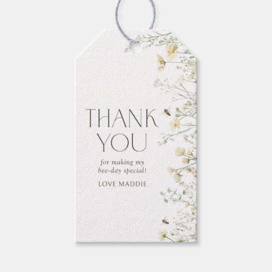 Wildblume Bee Birthday Geschenkanhänger (Vorderseite)