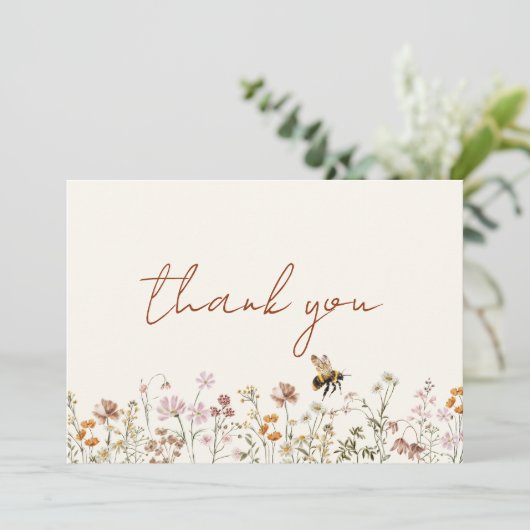 Wildblume Bee Brautparty Danke Karte (Stehend Vorderseite)