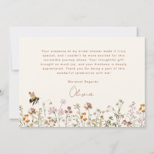 Wildblume Bee Brautparty Danke Karte (Rückseite)