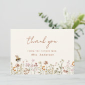 Wildblume Bee Brautparty Danke Karte (Stehend Vorderseite)