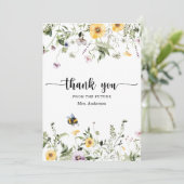 Wildblume Bee Brautparty Danke Karte (Stehend Vorderseite)