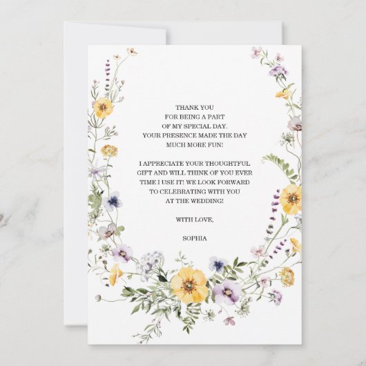 Wildblume Bee Brautparty Danke Karte (Rückseite)