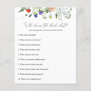 Wildblume Bee Brautparty Game, die Braut kennt