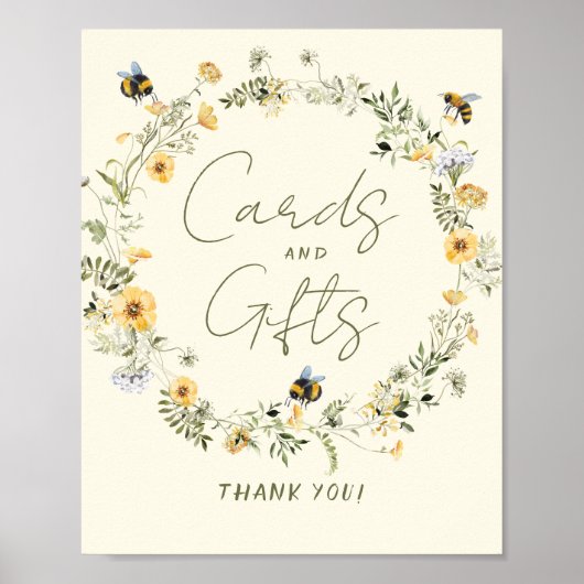 Wildblume Bee Brautparty Karten und Geschenke Unte Poster (Vorne)