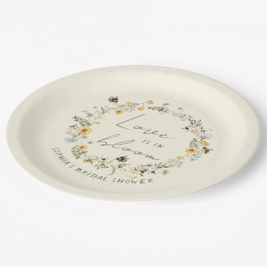 Wildblume Bee Brautparty Paper Teller (Schrägansicht)