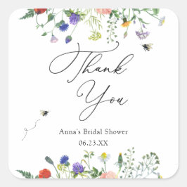 Wildblume Bee Brautparty Quadratischer Aufkleber