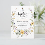 Wildblume Bee Bridal Dusche Einladungskarte Einladung (Stehend Vorderseite)