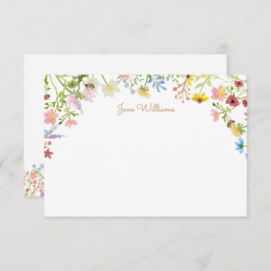 Wildblume Bee Script Personalisiert Mitteilungskarte (Vorne/Hinten)