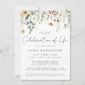 Wildblume Beerdigung des Lebens Einladung (Vorderseite)