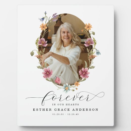Wildblume Beerdigung für immer in unserem Herzen Fotoplatte (Vorderseite)