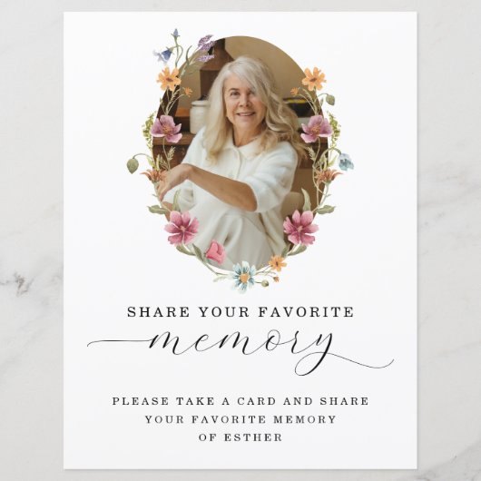 Wildblume Beerdigung Teilen Sie ein Memory Sign (Vorderseite)