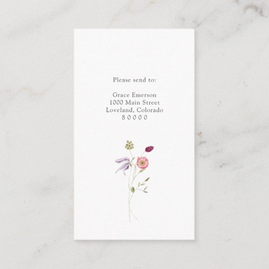 Wildblume Begleitkarte (Rückseite)